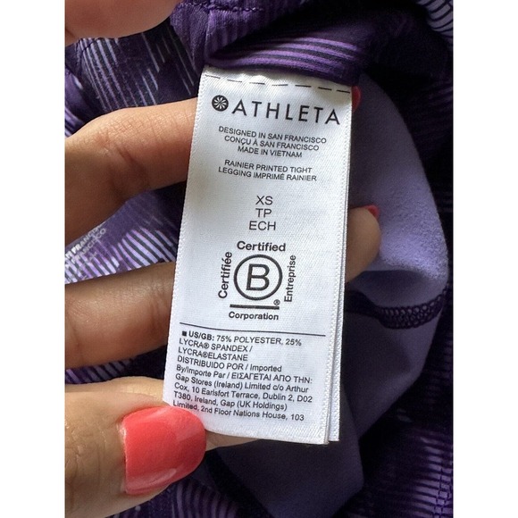 Athleta Rainier Tight Plush Supersonic Spliced Floral Violet Purple Size XS - Picture 6 of 11